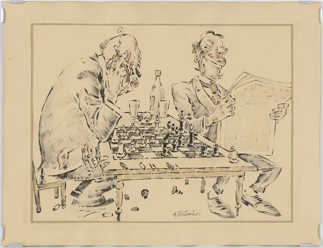 ALEKSANDER RISTMÄGI (ESTLAND, 1902-1972). Schackspelare, signerad.