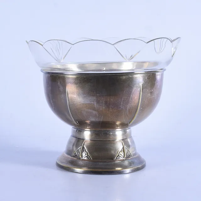 UPPSATSSKÅL, glas och nysilver, jugend, 1900-tal.