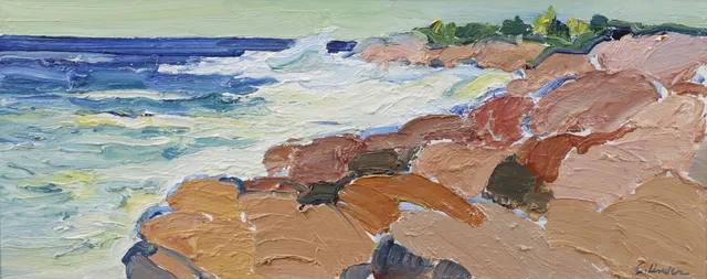SVEN LINDER (1919-2007). Kustvy, olja på pannå, signerad.