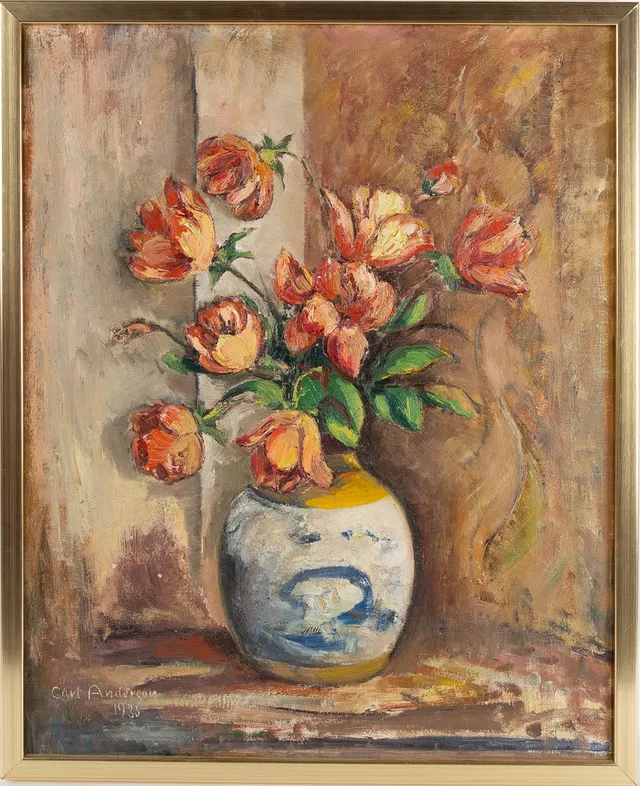 CARL ANDERSON ( 1888-1952 ) Blomsterstilleben, olja på duk, signerad och daterad -35.