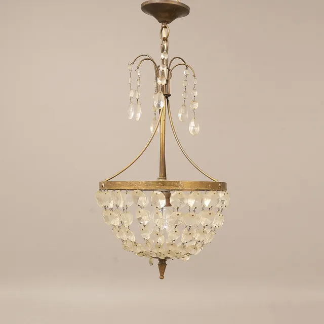 TAKLAMPA, metall, prismor, 1900-tal.