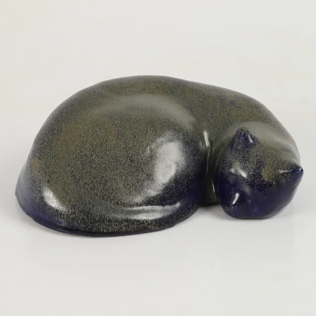 ULLA KRAITZ. Skulptur, katt, glaserat stengods.