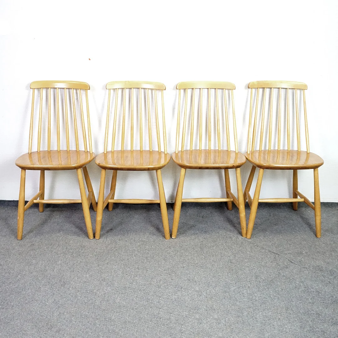STOLAR, 4 st. "NESTO" Nässjö Stolfabrik, trä, 1900-talets mitt. — Armchairs & Chairs — Roslagens Auktionsverk