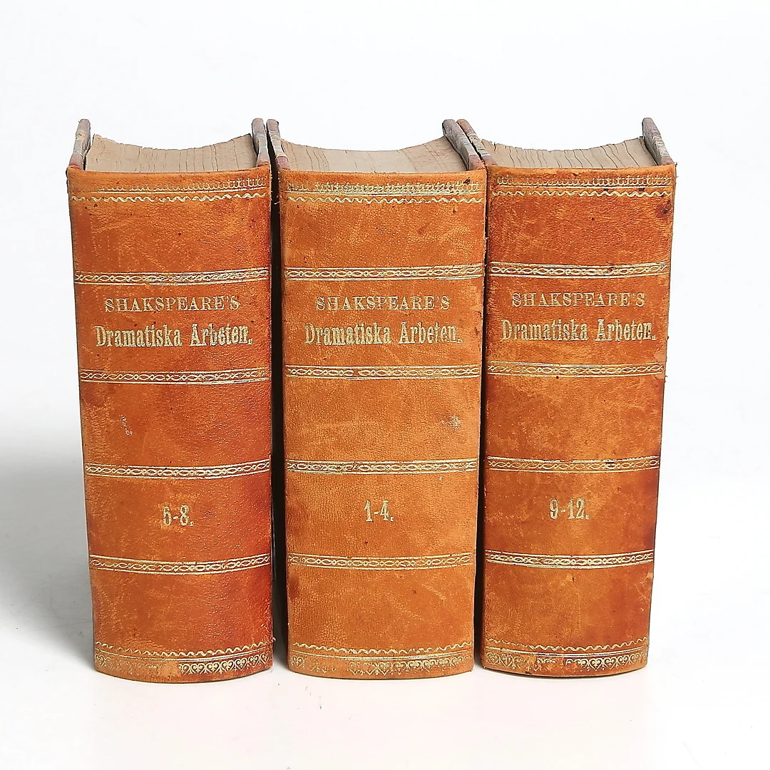 BÖCKER, 3 band, "Shakesper's Dramatiska Arbeten", 1861. — Books, Maps & Manuscripts — Stadsauktion Sundsvall