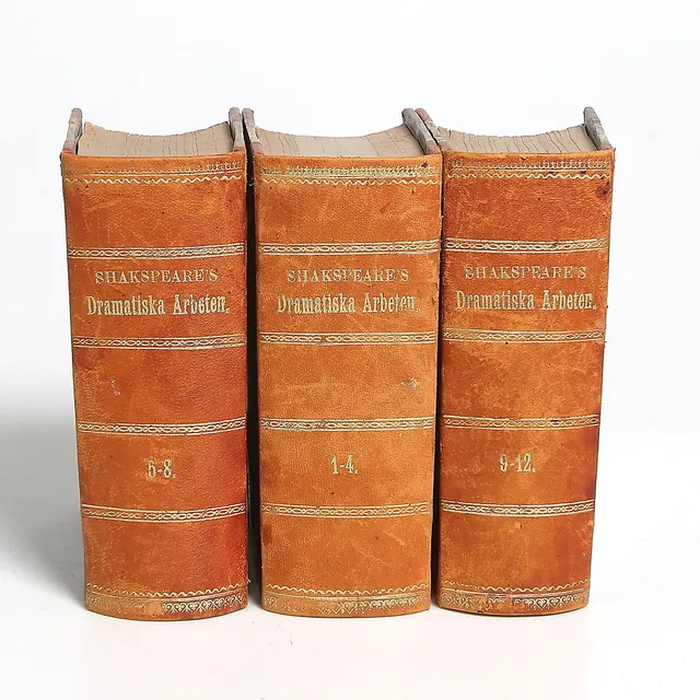BÖCKER, 3 band, "Shakesper's Dramatiska Arbeten", 1861.