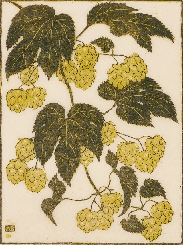 ANNIE BERGMAN (Liège, Belgien 1889 -1987 Stockholm), (2) "Humle", "Nattviol", signerade, träsnitt.