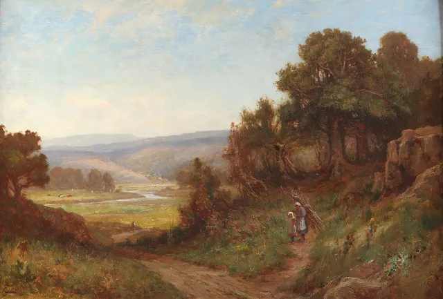 JAMES ELLIOT. Oljemålning på duk. Figurer i sommarlandskap. Signerad och daterad 1806.