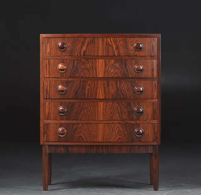 Kommode af palisander med buet front, 1960'erne