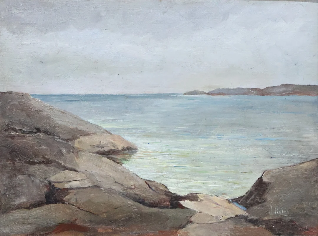 JOHN BÖRÉN. olja på pannå, klippkust. — Paintings — Markus Auktioner