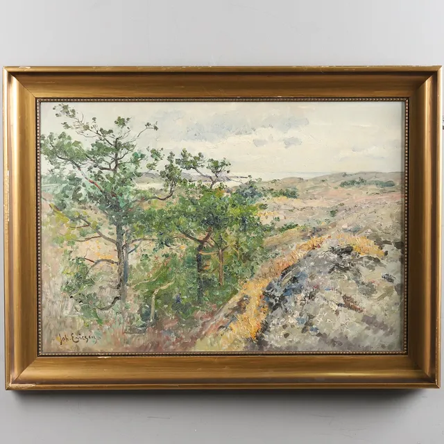 JOHAN ERICSON. Olja på duk. "Kustlandskap", signerad.