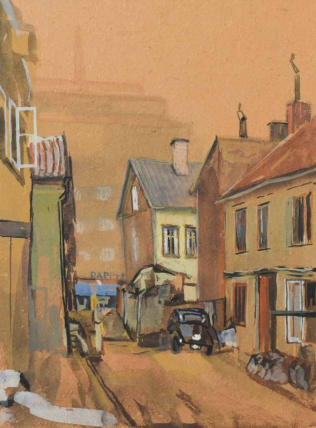 GUSTAF FOGELBERG. Stadsmotiv, olja på duk, signerad.