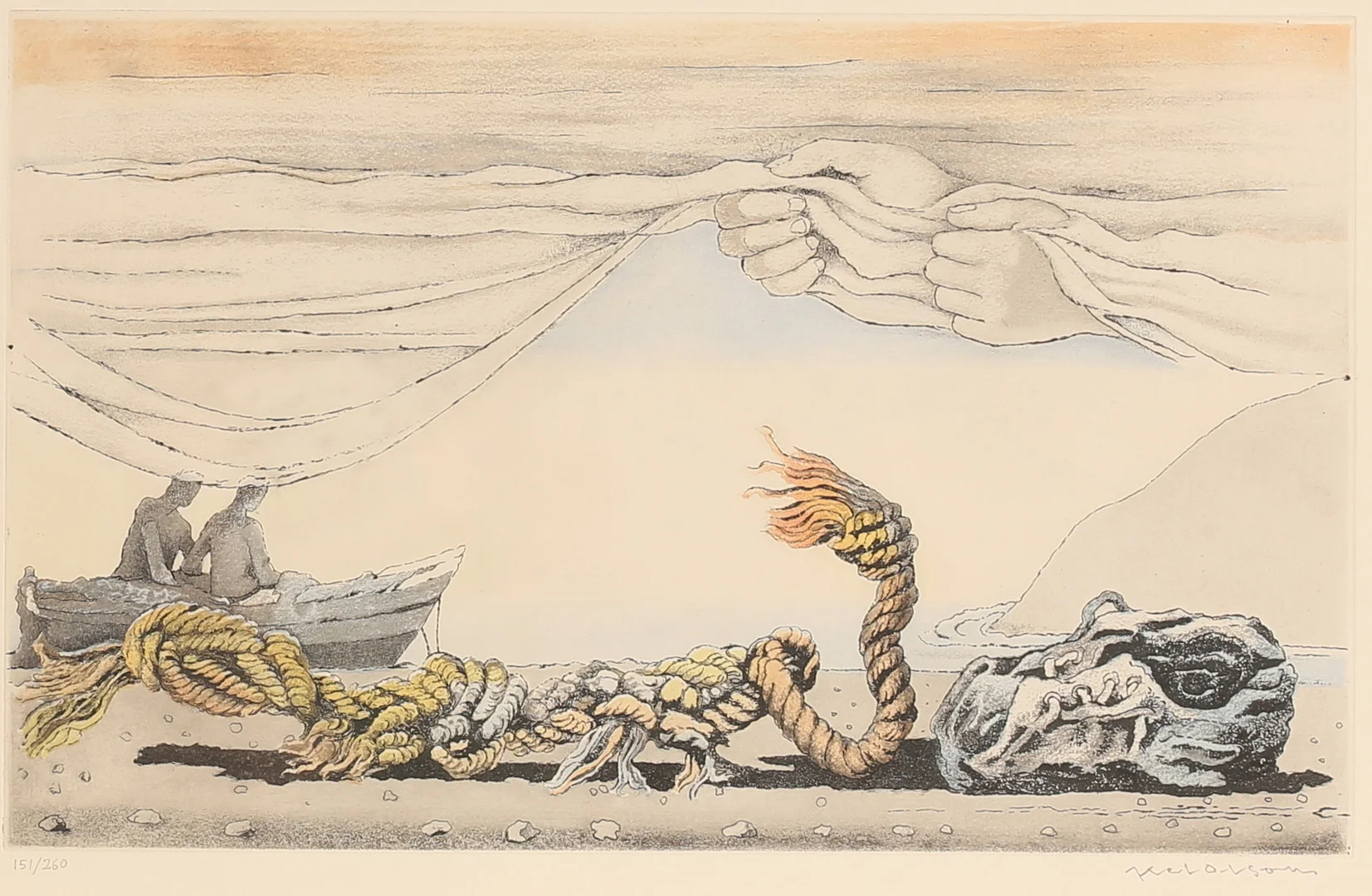 AXEL OLSON. Färglitografi, "Vindfläkt", signerad och n numrerad. — Engravings & Prints — RA Auktionsverket Norrköping