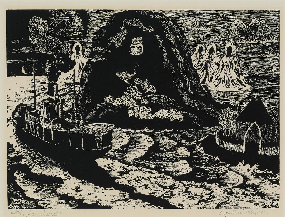 Johnson, Kaare Espolin — "Helgeland" — Kunst/Grafikk — Blomqvist