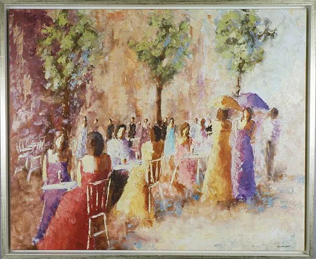 BENGT GÖRAN KARLSSON. Olja på duk, "The City Café", signerad.
