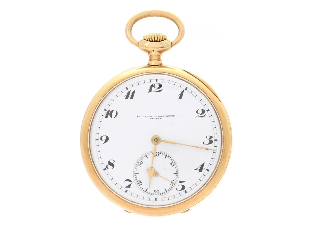 VACHERON & CONSTANTIN, Genève, fickur, 49 mm, Serie nr. 377954, Boett nr. 232539, 18K guld, ankargång, innerlock i 18K guld, ca 1917, etui (Gust.Ericsson, Iggesund). — Klockor/Vacheron Constantin — Kaplans
