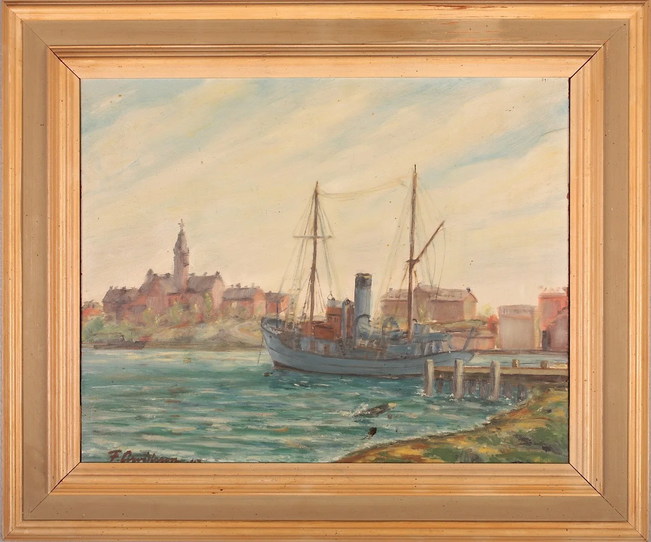 OIDENTIFIERAD KONSTNÄR. olja på pannå, signerad F.Arvidsson samt daterad -42. — Paintings — Södermanlands Auktionsverk
