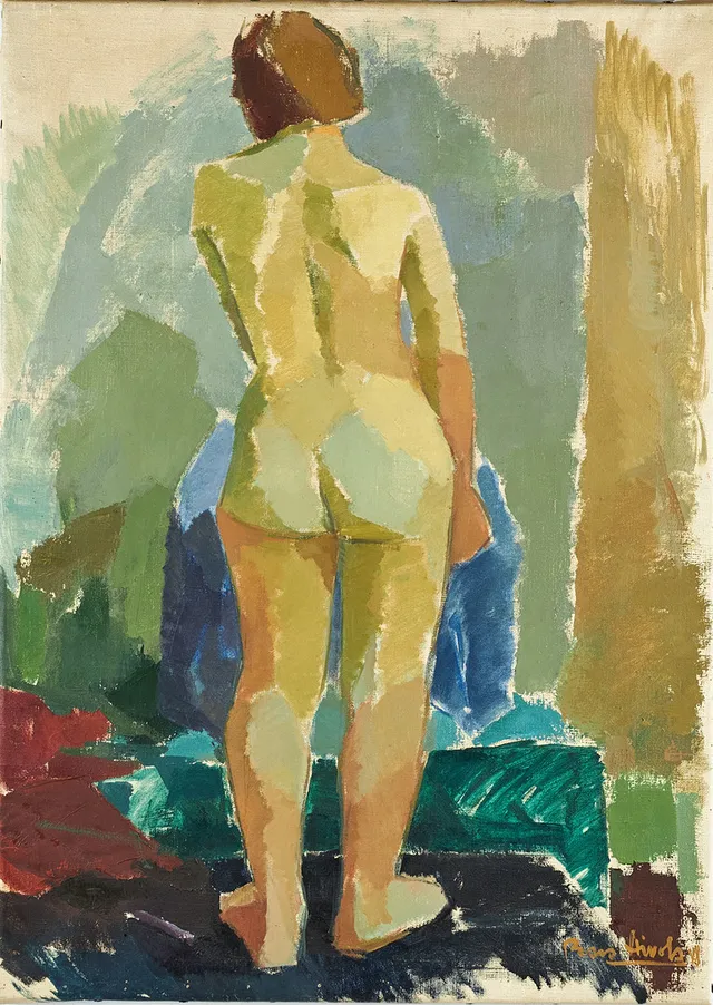 PAAVO AIROLA (1918-1983). Modellstudie, signerad, olja på duk.