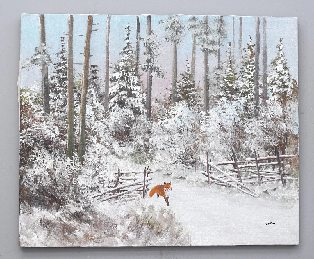 EINAR CRITÉN. Räv i vinterlandskap. Olja på duk, signerad. — Paintings — Auktionshuset Thelin & Johansson
