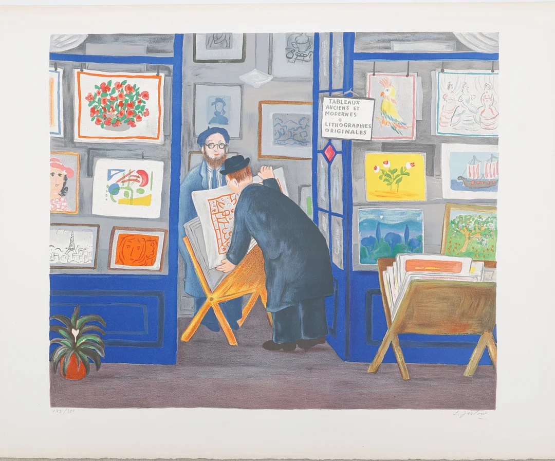 LENNART JIRLOW. "Konsthandlaren" litografi, signerad L Jirlow, numrerad 132/380. — Engravings & Prints — Södermanlands Auktionsverk