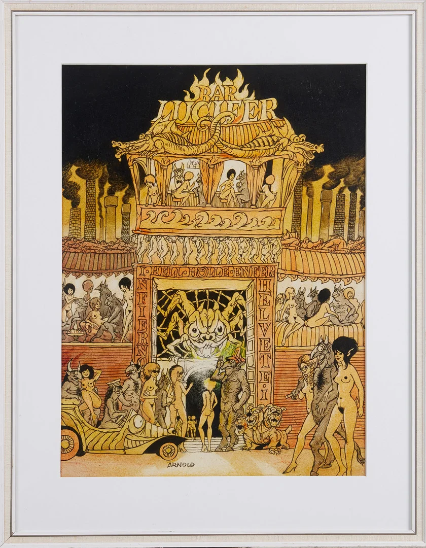 HANS ARNOLD. Figurkomposition, blandteknik på papper, signerad Arnold. — Paintings — Stockholms Auktionsverk Magasin 5