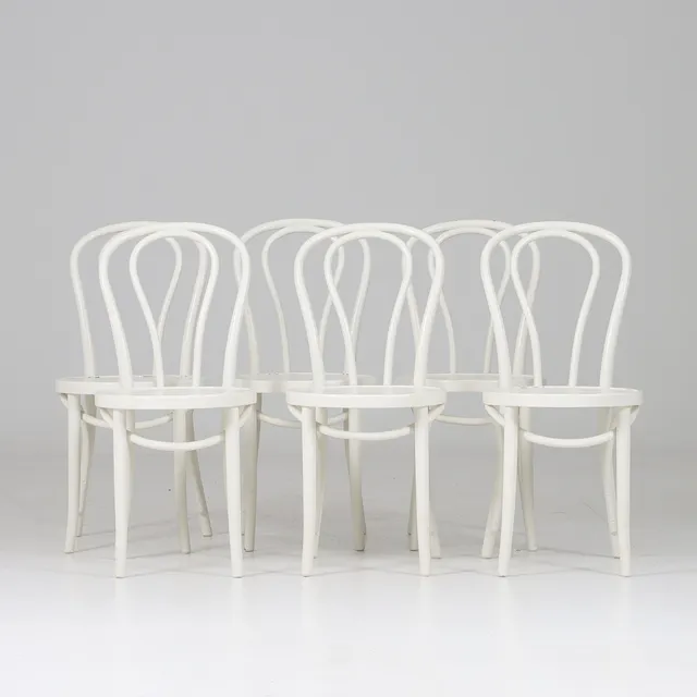 GILLIS LUNDGREN. Stolar, 6 st, "Öglan", böjträ, IKEA.