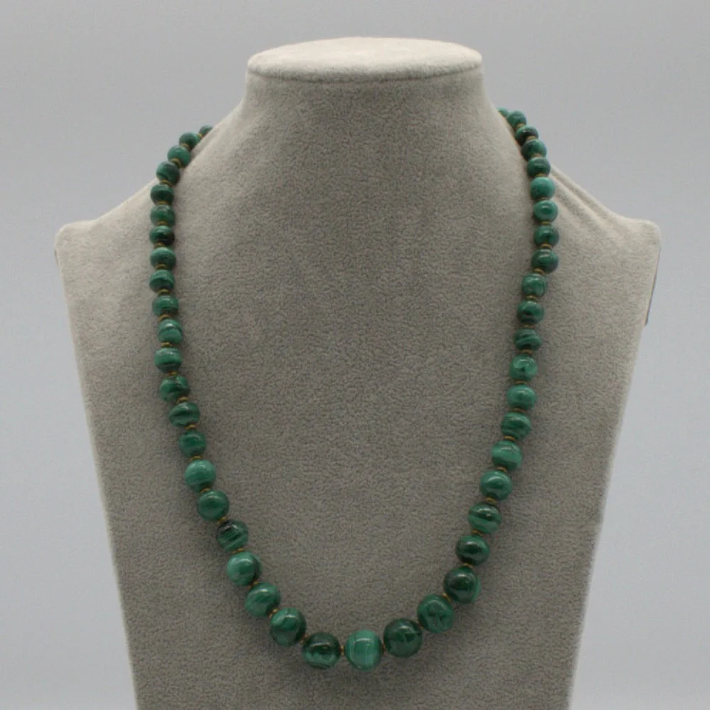 MORANO GLASPERLENKETTE; MALACHIT OPTIK; ITALIEN 50ER JAHRE;. — Necklace — Kunst- und Auktionshaus Kleinhenz