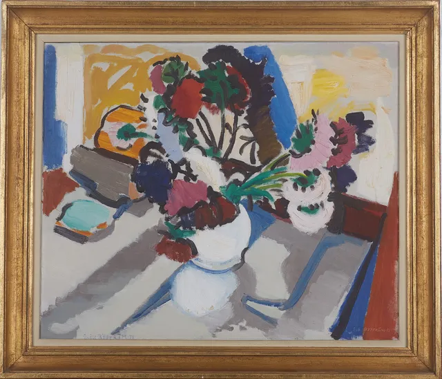 ERIK BYSTRÖM (1902-1988): Blomsterstilleben, olja på pannå, signerad och daterad Erik Byström -51.