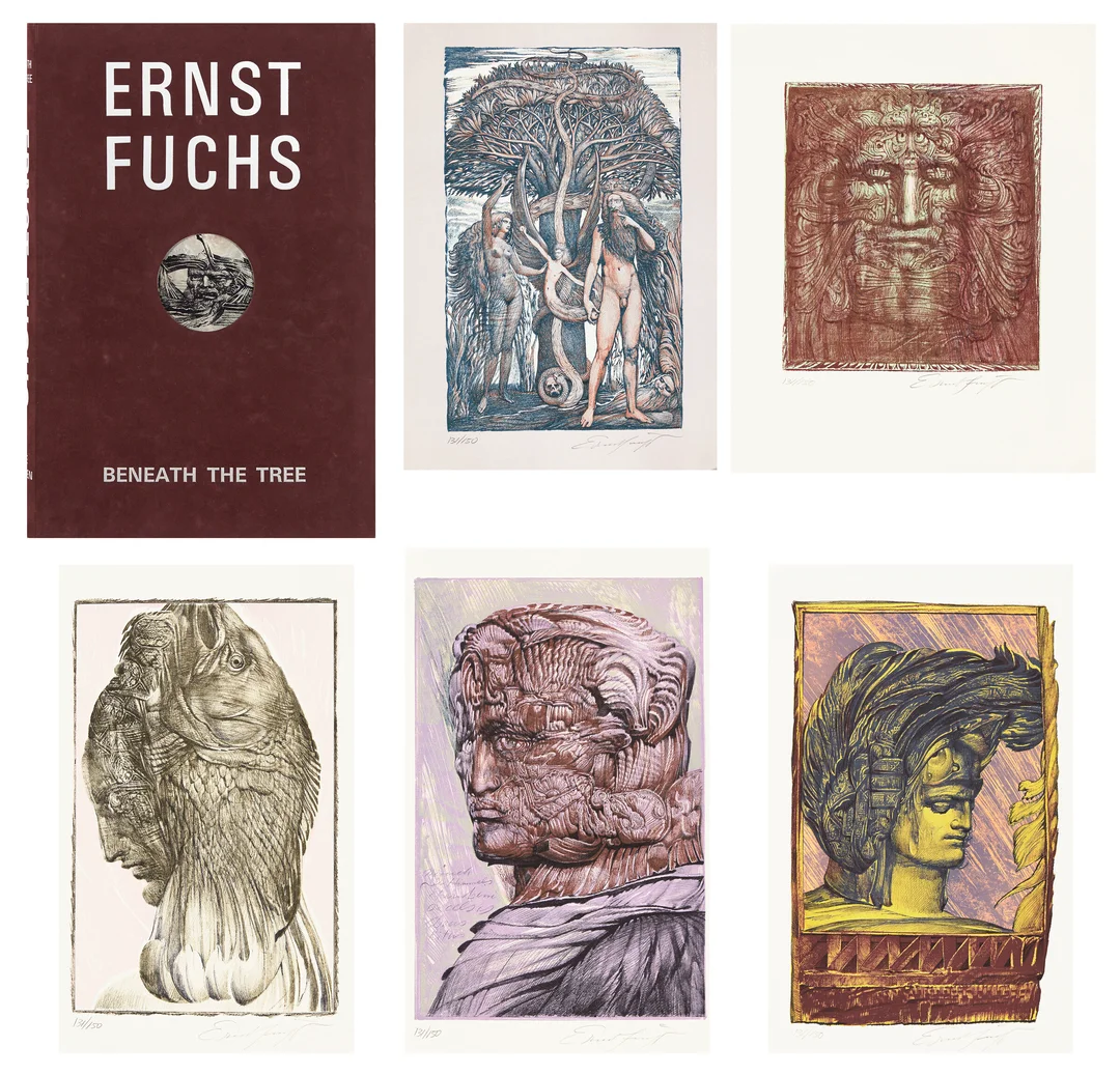 Fuchs, Ernst — "Beneath the tree" 1985 — Kunst/Grafikk — Blomqvist
