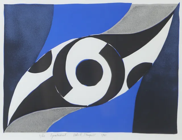 NILS GUNNAR STENQVIST. "Ögontecknet", färglitografi, signerad 1991.