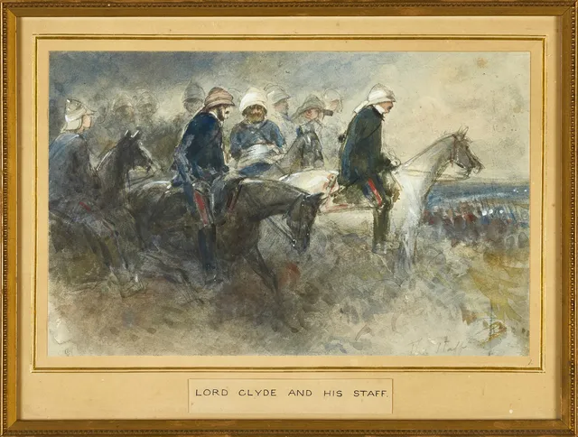 EGRON LUNDGREN (1815-1875), "Lord Clyde and his staff", påskrift The Staff, akvarell.