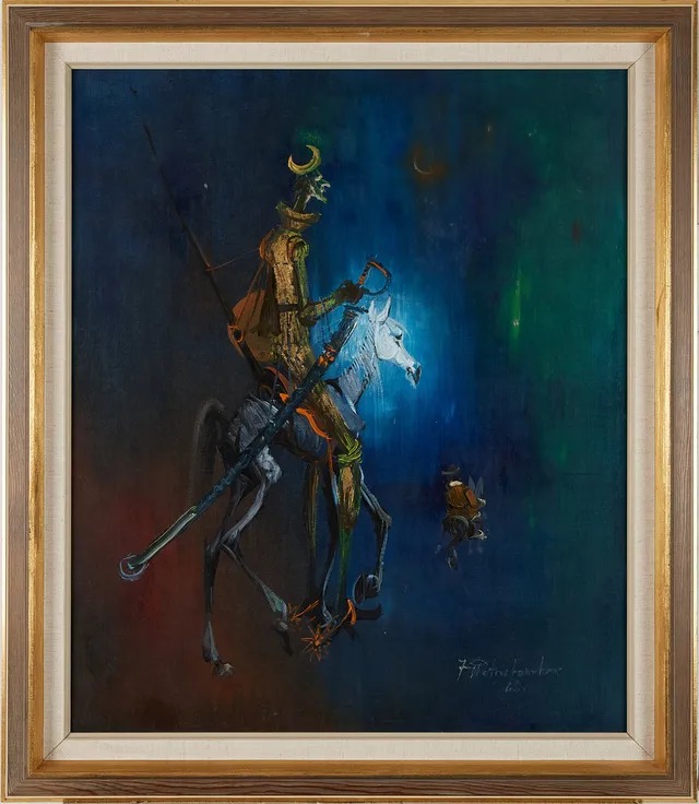 JERZY POTRZEBOWSKI (1921-1974). Don Quijote och Sancho Panza, olja på duk, signerad och daterad -68.