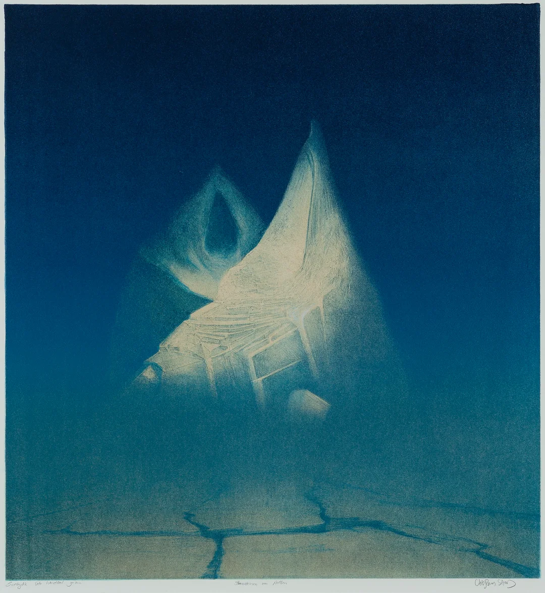 Sand, Vebjørn — "Arnesteinen om natten" — Kunst/Grafikk — Blomqvist
