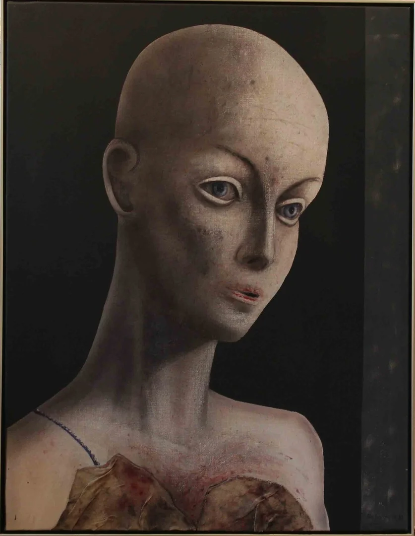 UNO SVENSSON. "Människobild". Akryl på duk och collage. Signerad Uno Svensson -85. — Paintings — Garpenhus Auktioner