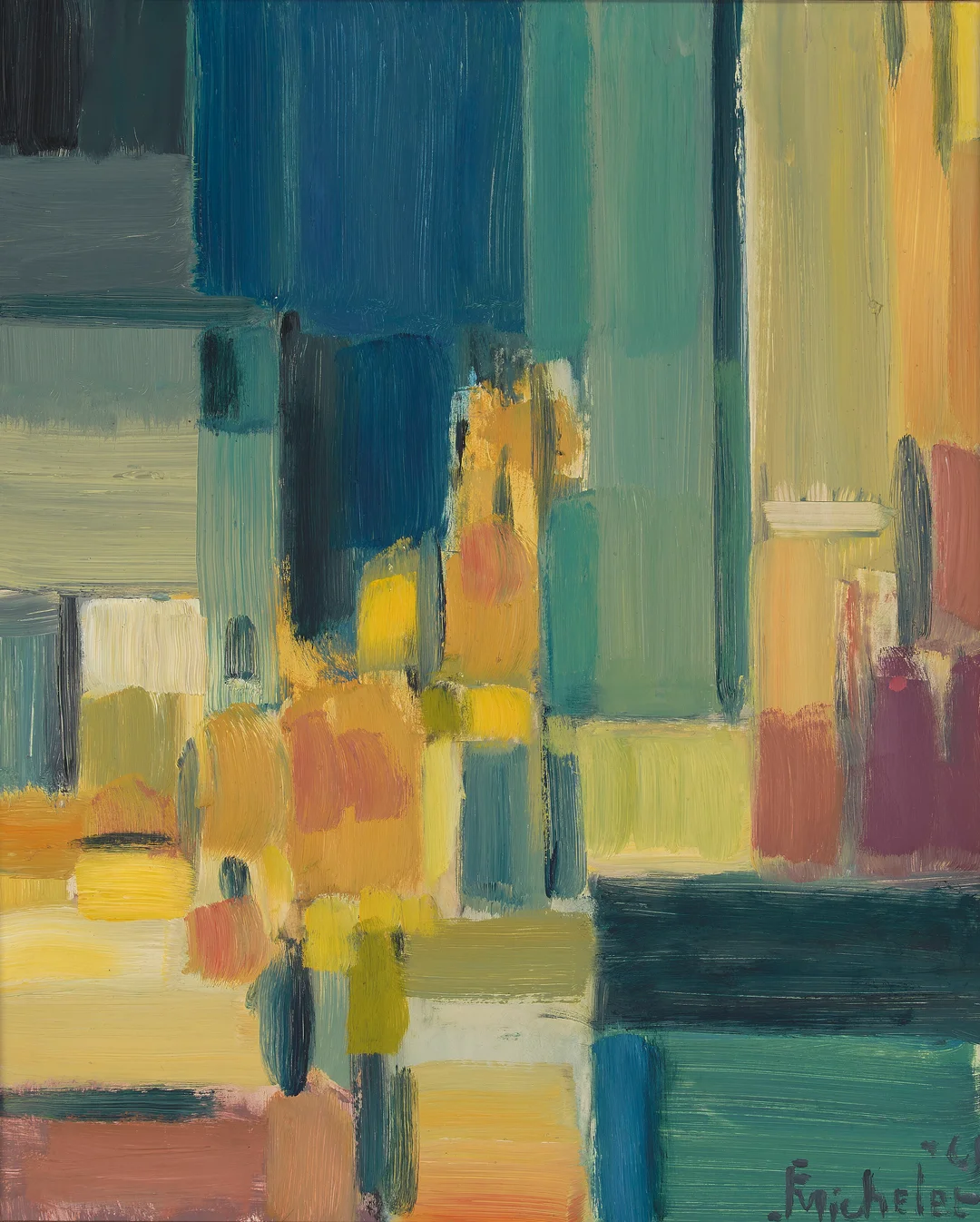 Michelet, Johan Fredrik — "Høst i by" 1961 — Kunst/Maleri — Blomqvist