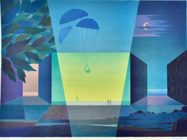 SVEN JONSON. färglitografi, "Återkomsten".