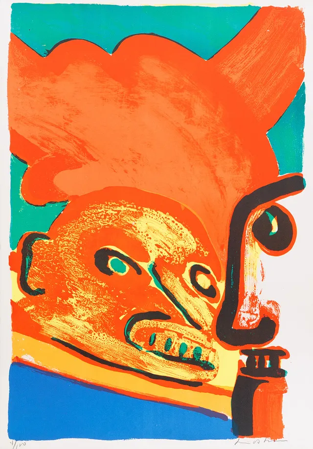 BENGT LINDSTRÖM. "Rött fall", litografi nr 4/100, signerad.