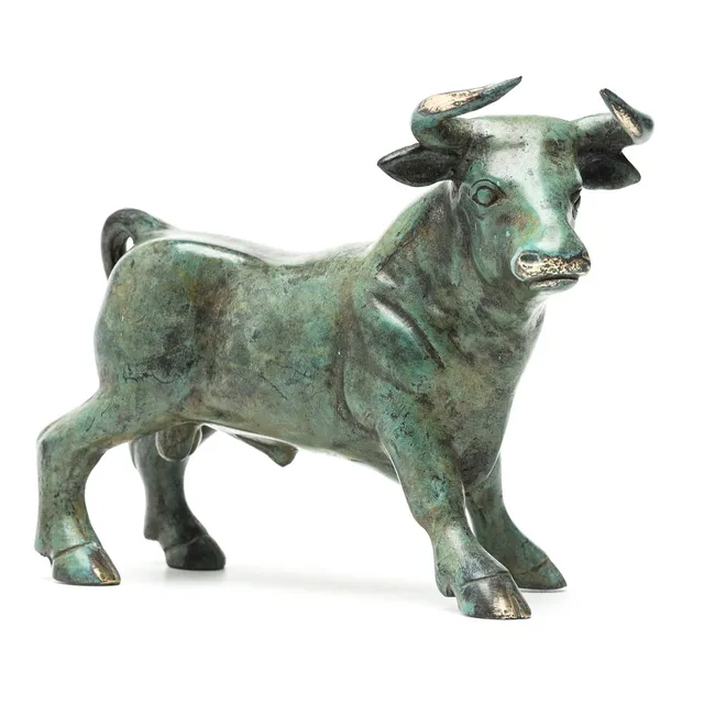 ANDREAS WARGENBRANT. Skulptur, "El Bull", grönpatinerad brons, gjutarstämpel W samt handsignerad.