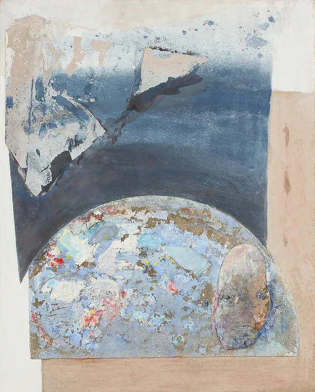 ERLAND BRAND. "Ocean". Collage med tempera, akvarell och vax.