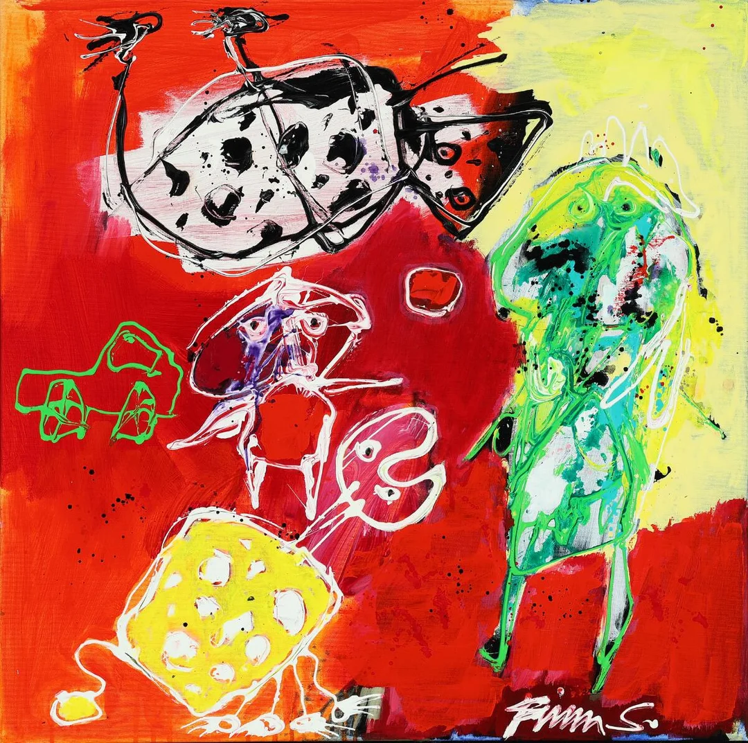 Untitled, 2006. Signed Finn S.; signed on the reverse with dating. Acrylic on canvas. 75×75 cm. — Modern Paintings/Modern art — Bruun Rasmussen