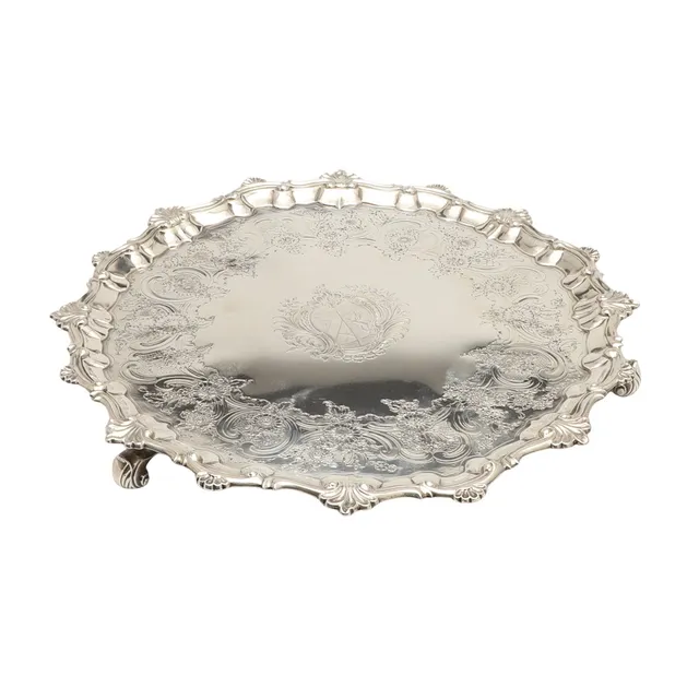 A GEORGE II SILVER SALVER.