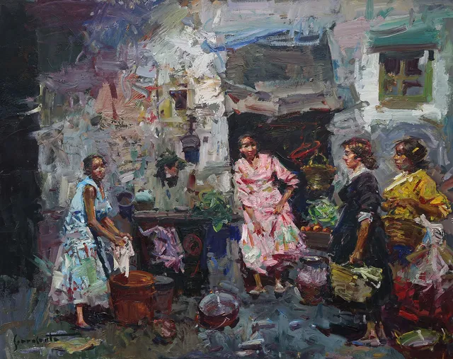 JOSEP SERRASANTA. Urban scene.