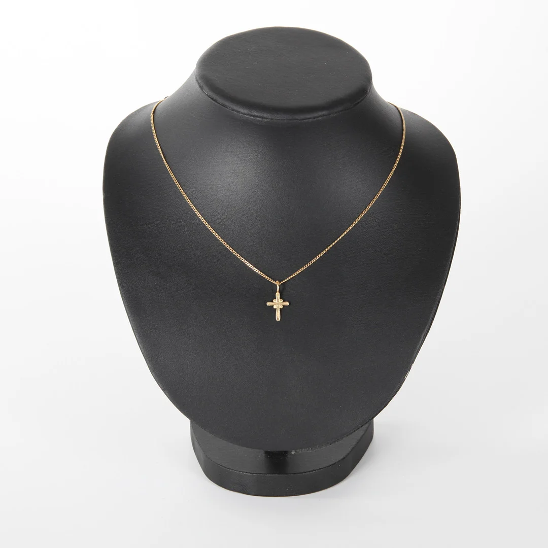 HALSBAND MED HÄNGE, kors, 18K guld. — Necklace — Auktionsverket Engelholm