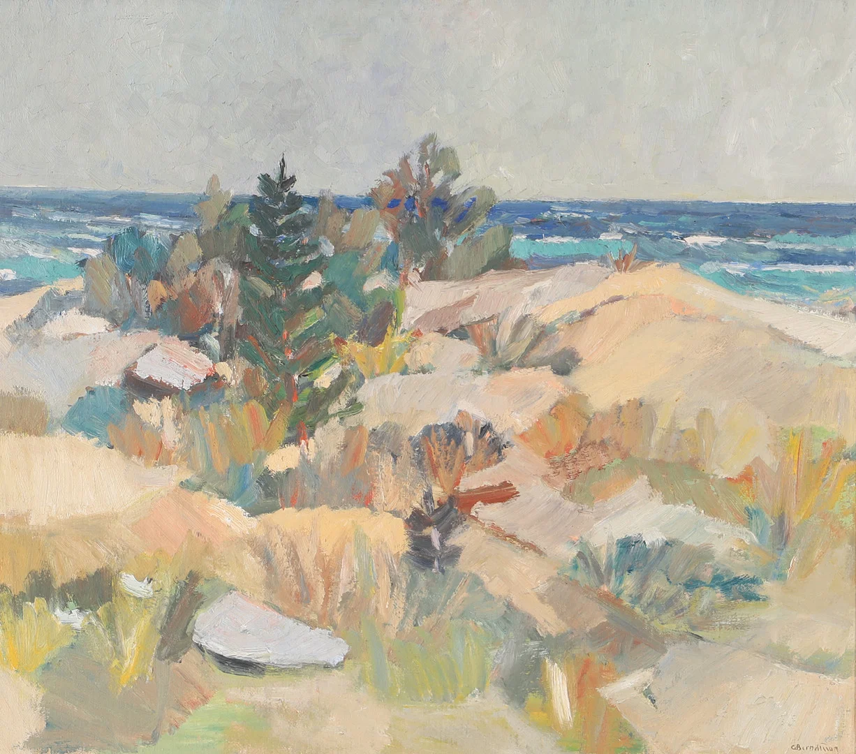 CARL BERNDTSSON. Kustlandskap, olja på pannå, signerad C. Berndtsson. — Paintings — Helsingborgs Auktionskammare