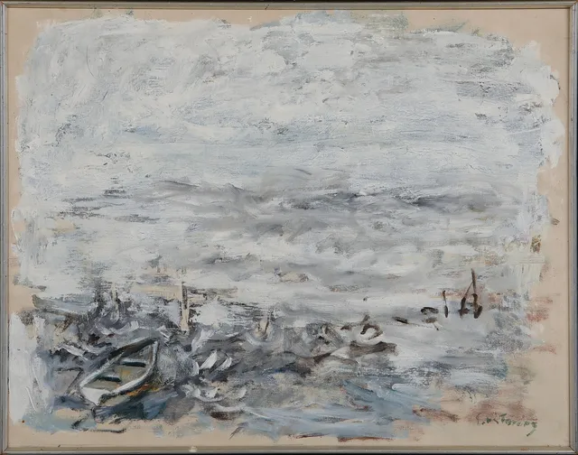 ERIK TÖRNING. Strandmotiv med eka, olja på duk, signerad.