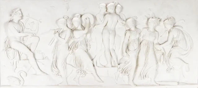 Bertel Thorvaldsen. 'Dance of the Muses on Helikon' large plaster relief.