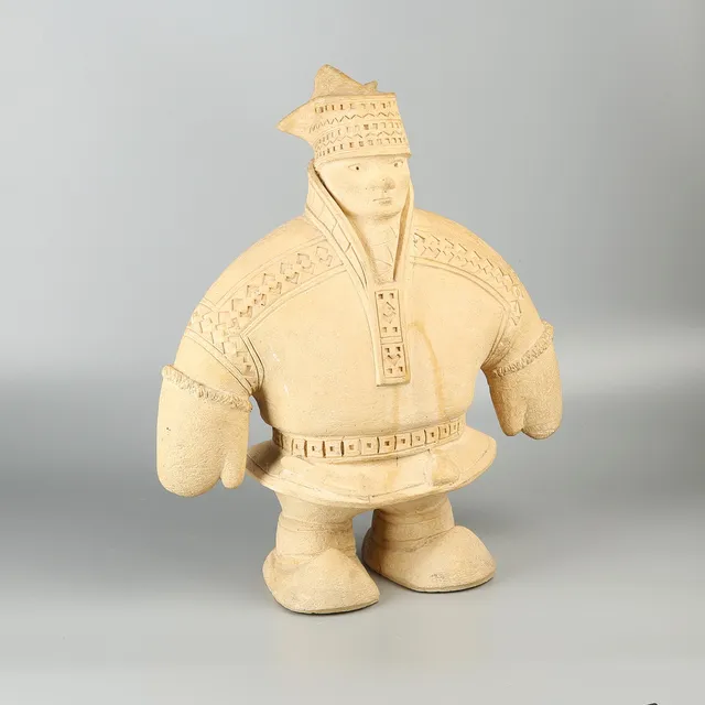 TAISTO KAASINEN. Skulptur, samiskt motiv, Upsala Ekeby, Original, höjd ca 50,5 cm.