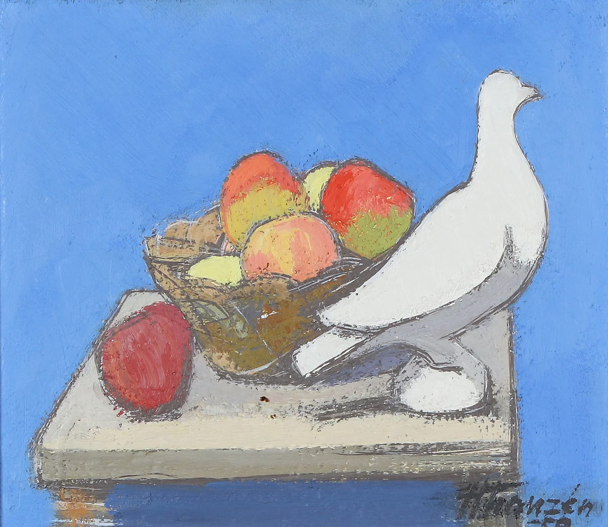 HELGE FRANZÉN. Oljemålning på duk. "Sommar". Signerad och daterad -50. — Paintings — Skånes Auktionsverk