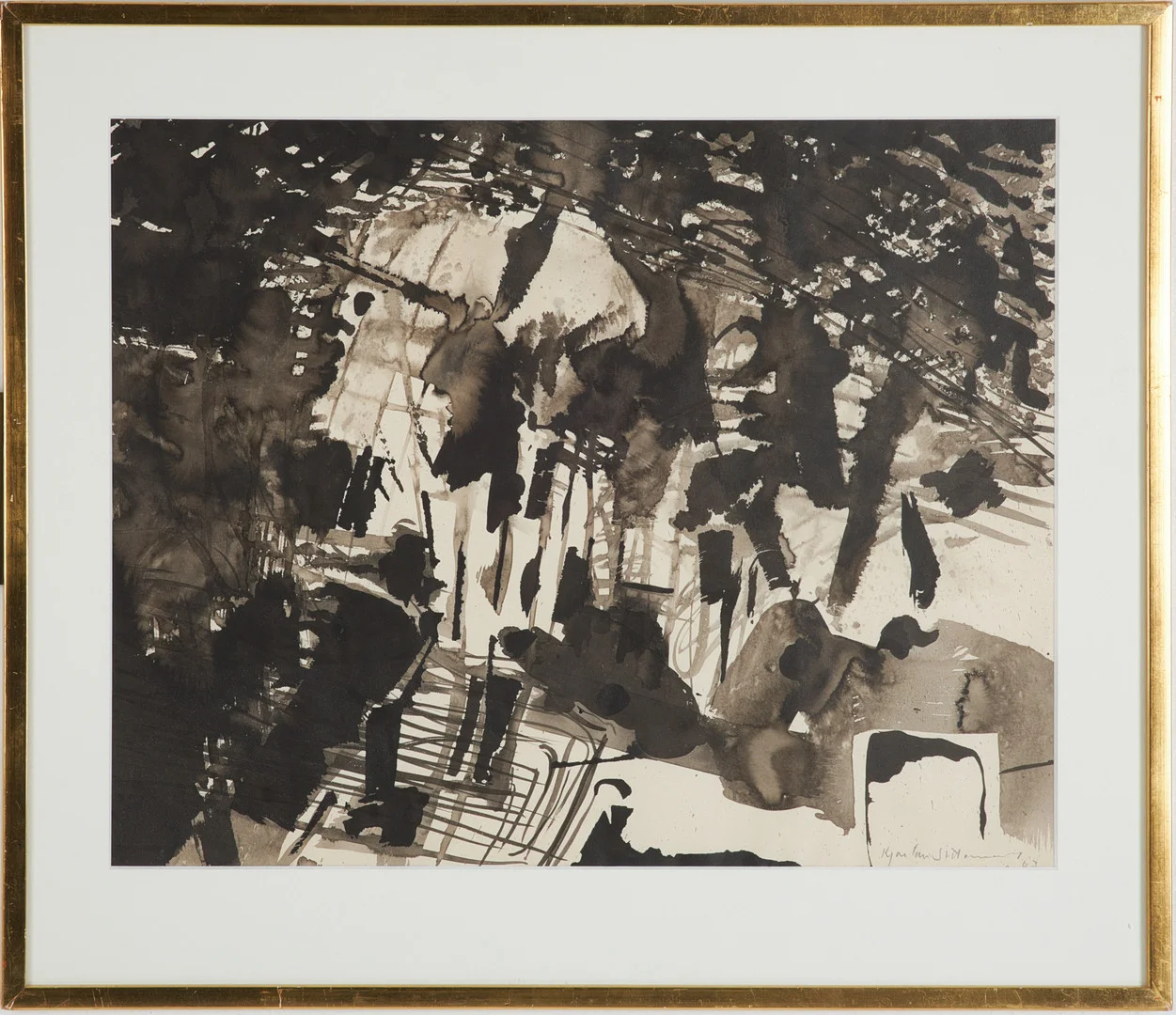 KJARTAN SLETTERMARK. Komposition, tusch, signerad och daterad 63. — Paintings — Stockholms Auktionsverk Sickla
