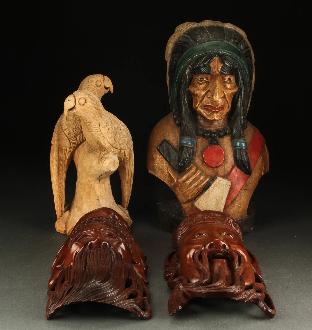 Samling figurer, udskåret af træ.(4) — Hobby and collectibles/Collectibles — Lauritz