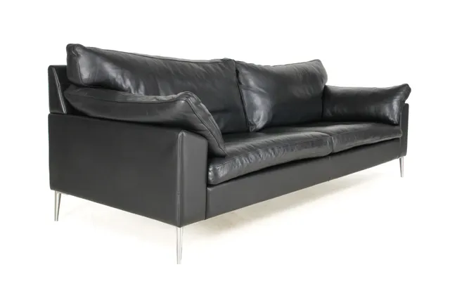 Søren Lund. 2½-seater sofa, black leather, model 329